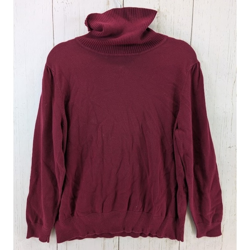 Dressbarn Sizeโ 14/16 Red Turtleneck Cotton Long Sleeve Womens Top